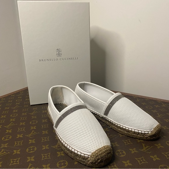 Brunello Cucinelli Shoes - BRUNELLO CUCINELLI Leather Monili White Espadrilles SZ US 7, 9, 9.5